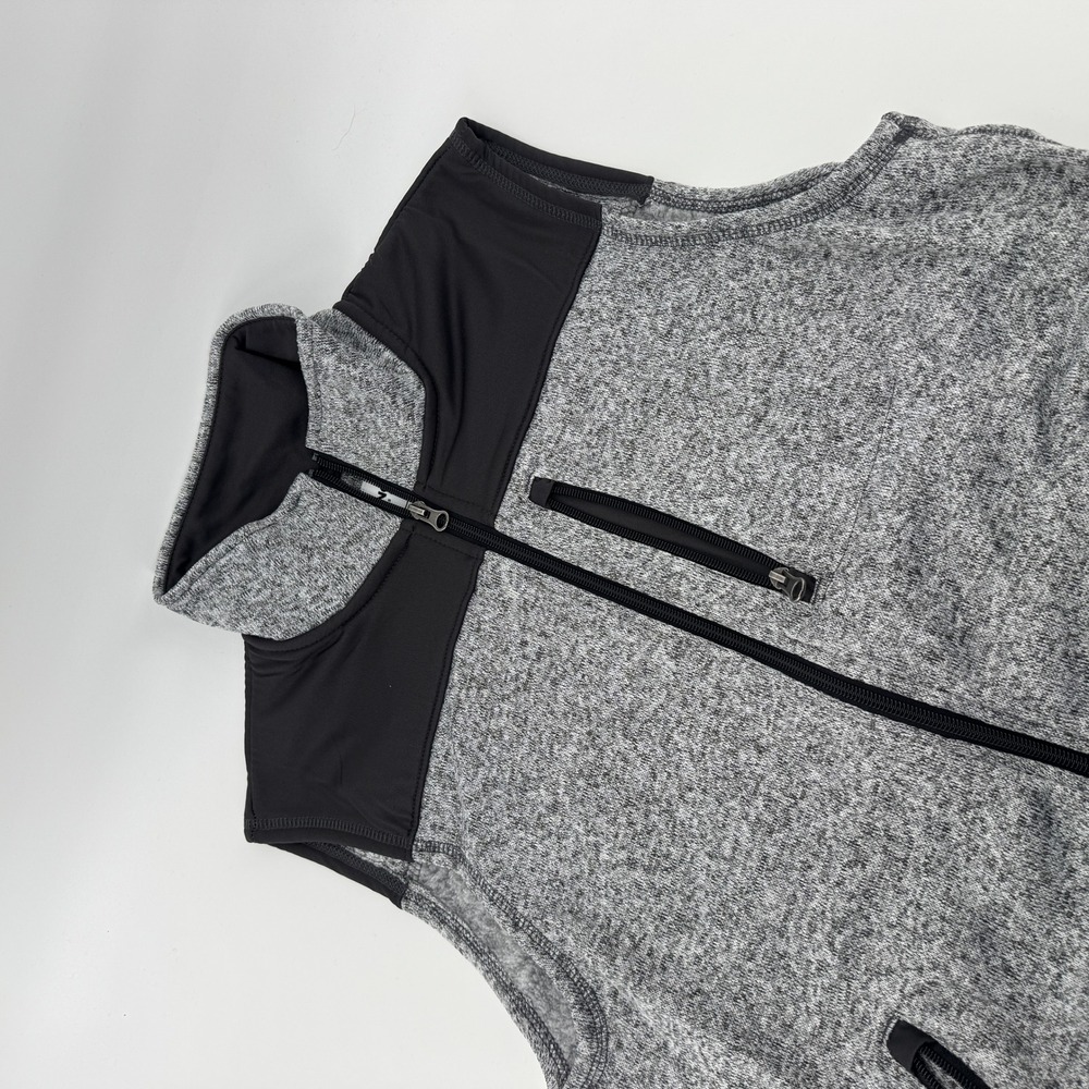SONOMA Mens Heathered‎ Gray Full Zip Vest Black Trim Pockets Size M Golf Outdoor